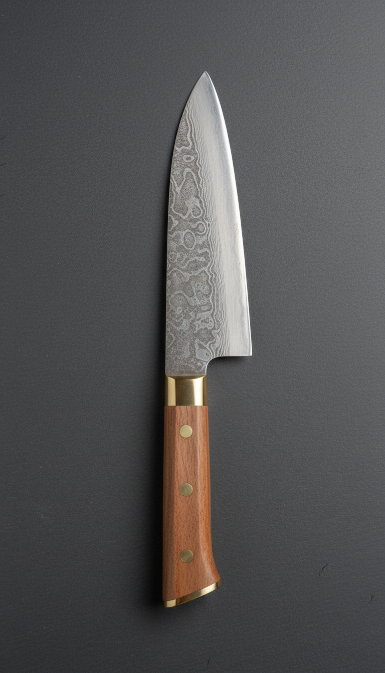 Couteau santoku lame en acier damassé
